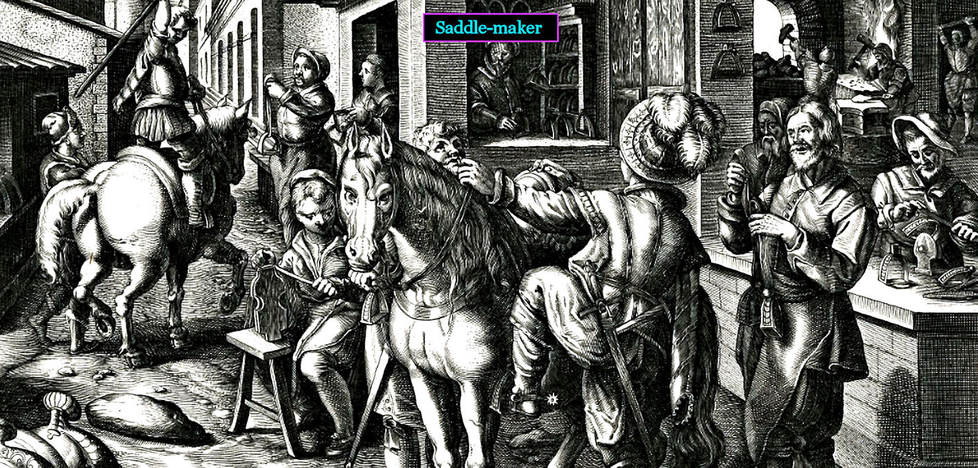 Medieval saddle-maker, 1600